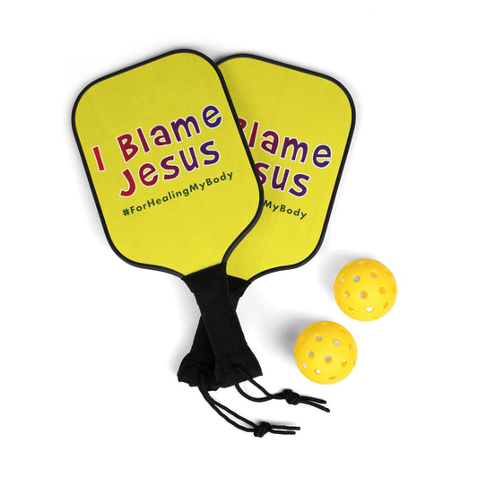 I Blame Jesus For Healing My Body | 2 Pickleball Paddle Sets With Carrying Case | 7.5"x15.5"