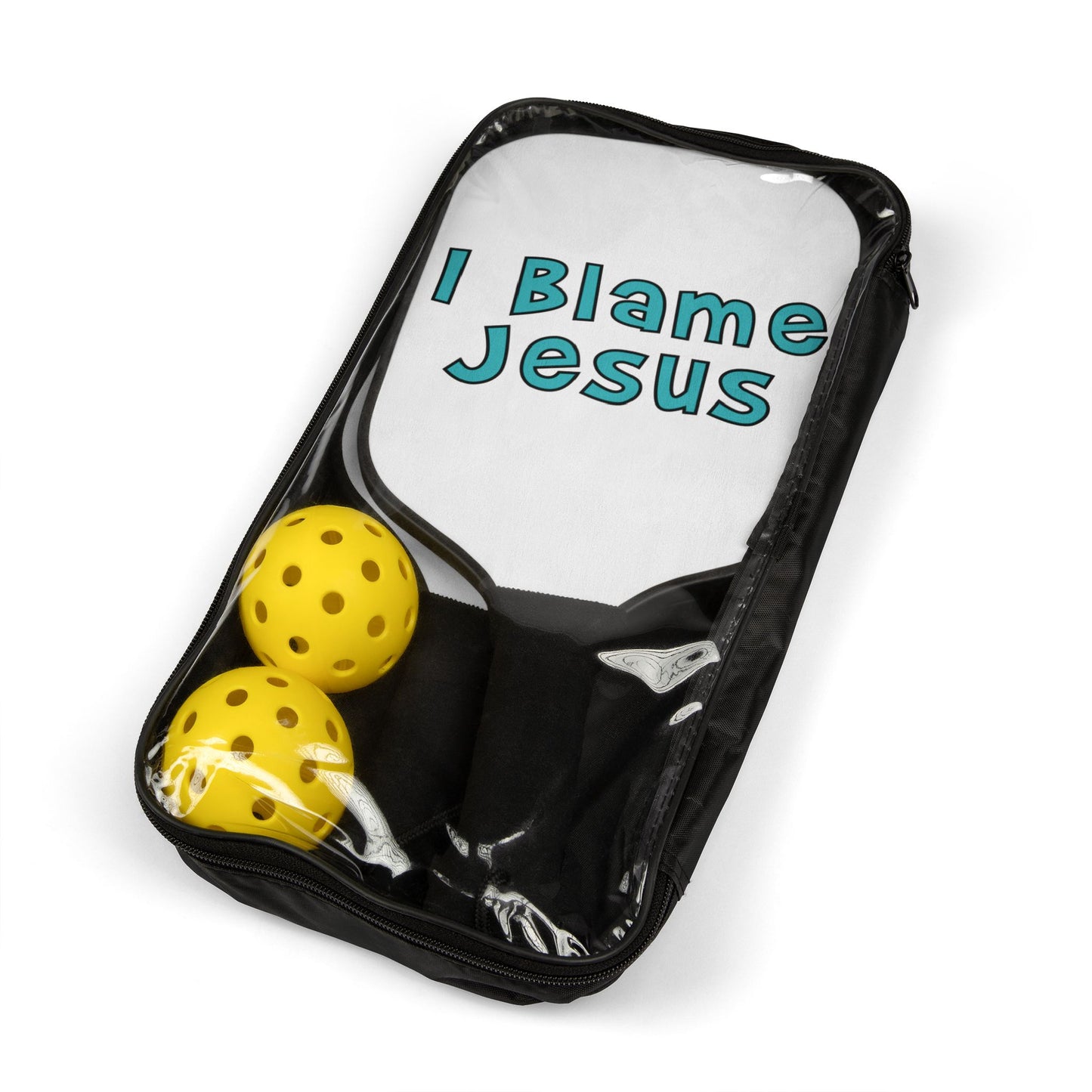 I Blame Jesus | 2 Pickleball Paddle Sets With Carrying Case | 7.5"x15.5"