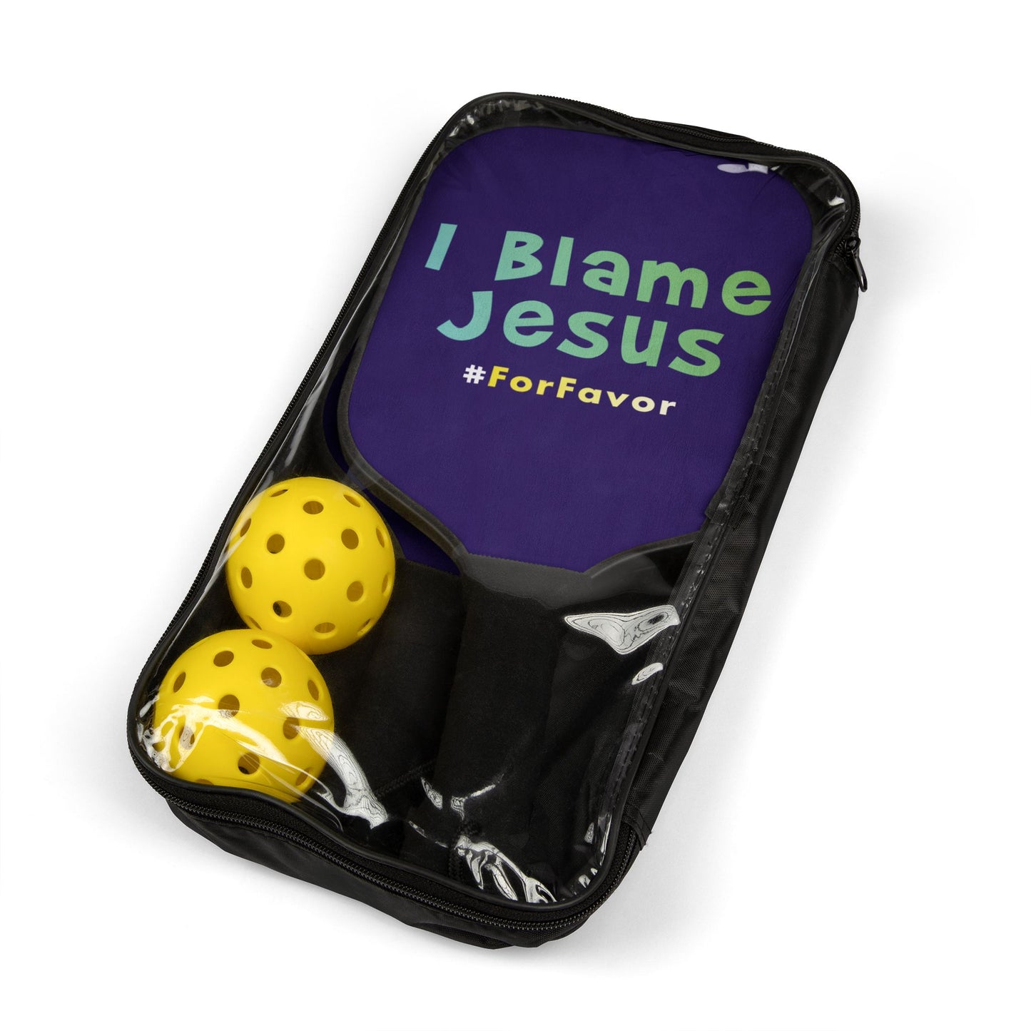 I Blame Jesus For Favor | 2 Pickleball Paddle Sets With Carrying Case | 7.5"x15.5"