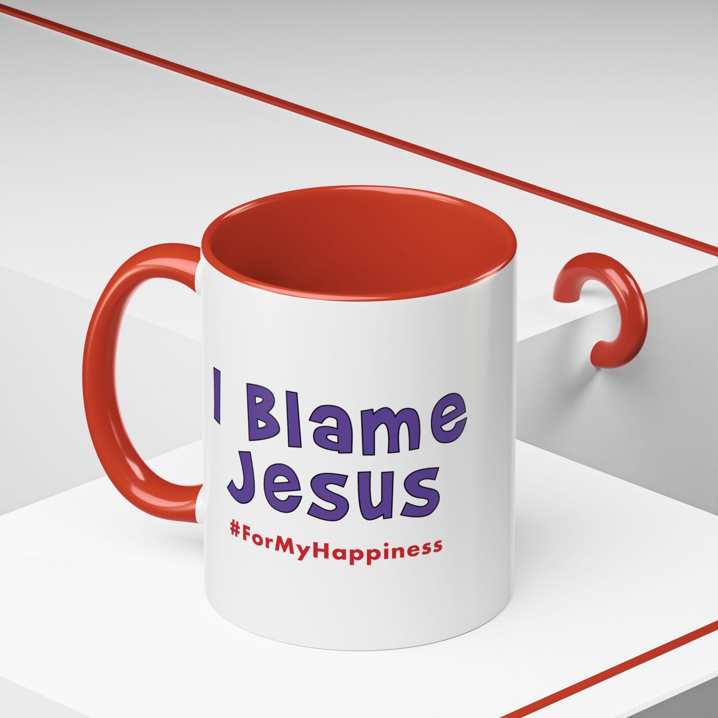 I Blame Jesus For My Happiness | Accent Coffee Mug | 11- 15oz