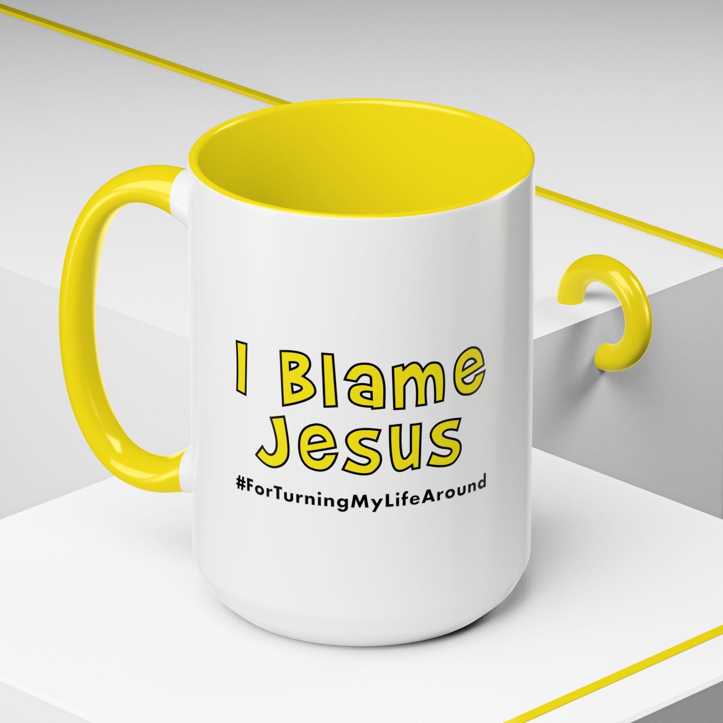 I Blame Jesus For Turning My Life Around | Accent Coffee Mug | 11 - 15oz